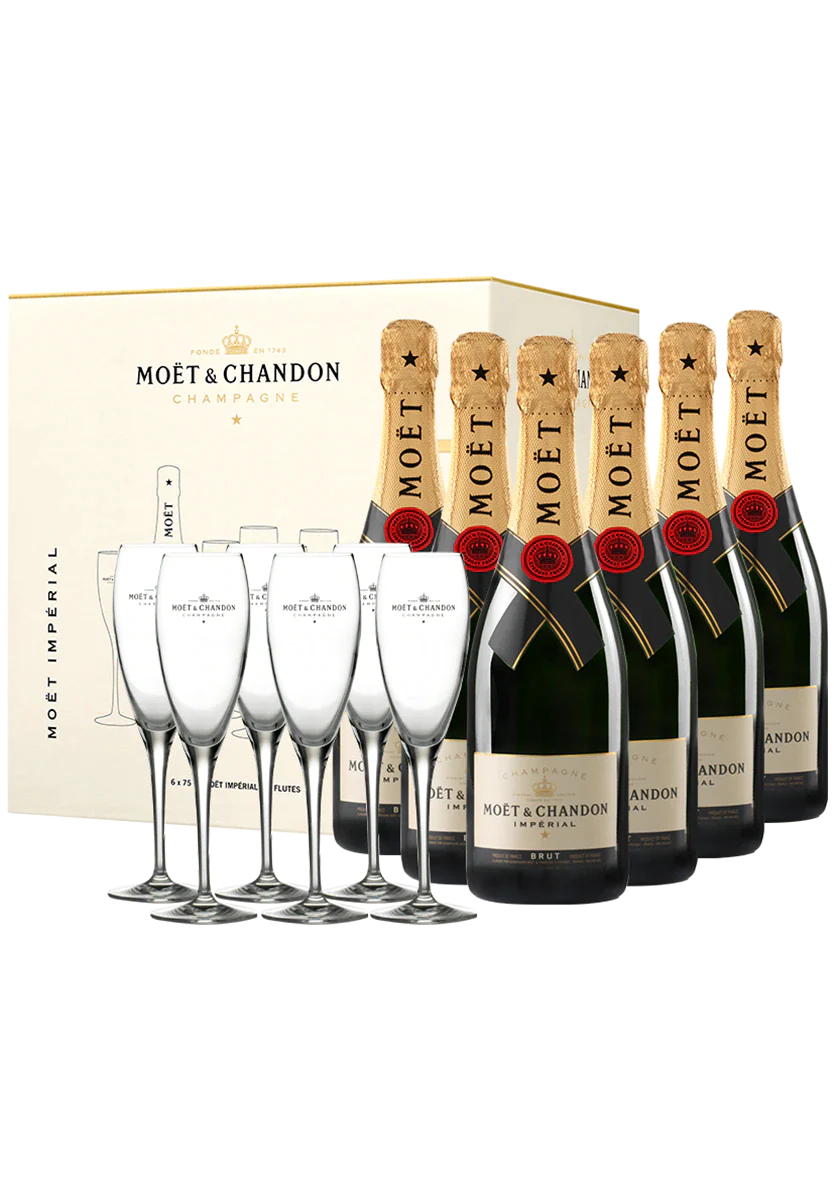 Moet & Chandon Imperial Brut Party Set 6 Bottles + 6 Flutes